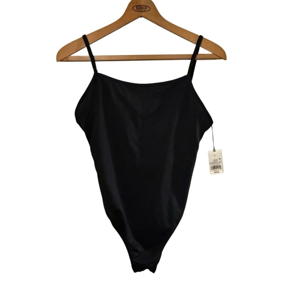 New Shade & Shore Women's Swimwear Black L Strappy Back  One Piece Swimsuit